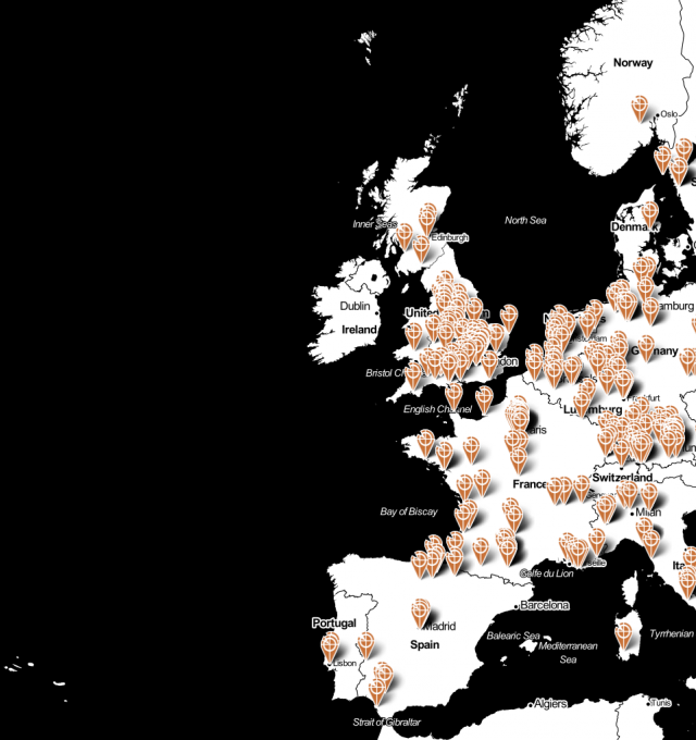 kaart van europese wapenhandelaars